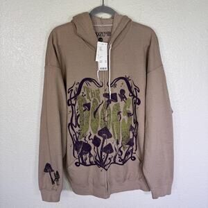 The Doors Jacket Mens Mushroom Graphic Full Zip Hoodie Rock Band Music Merch NEW